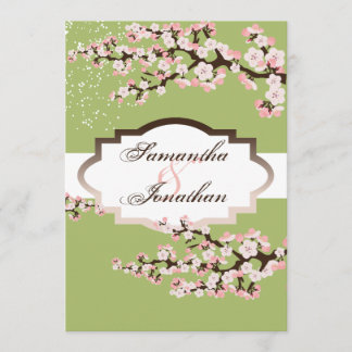 Wedding Invitation Sage Green Cherry Blossom