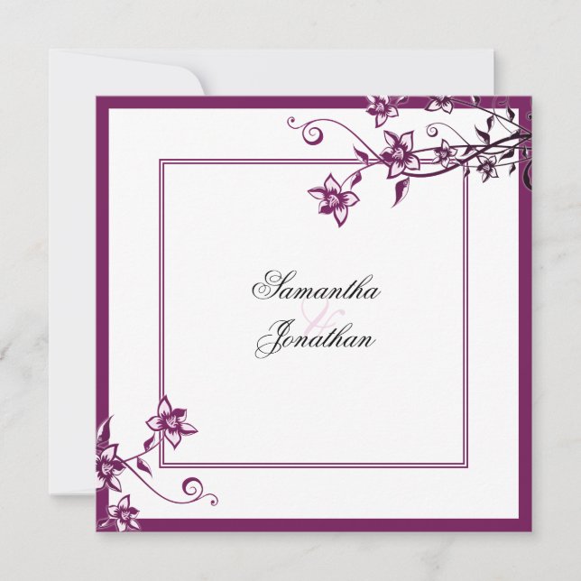 Wedding Invitation Sangria & White Elegant Floral (Front)