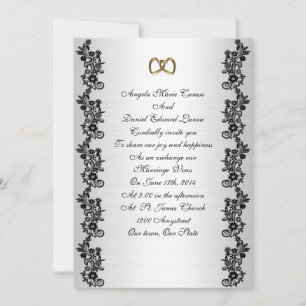 Wedding Invitation Satin-look black applique