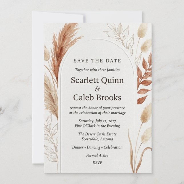 wedding invitation, save the date, blush roses,  invitation (Front)