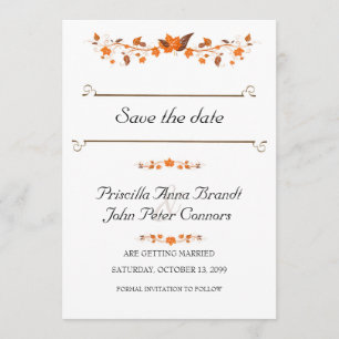 Wedding Invitation Save The Date,Fall Leaves Theme