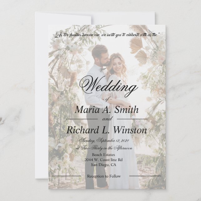 Wedding Invitation, save the date, reception Invitation (Front)