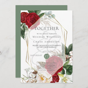 Wedding Invitation   Scarlet and Ivory Floral