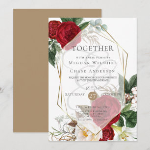 Wedding Invitation Scarlet and Ivory Floral