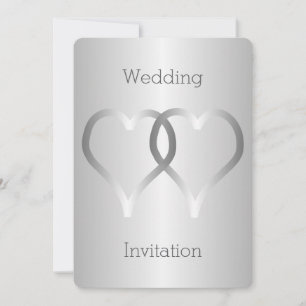 Wedding Invitation Silver Hearts