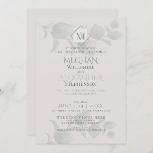 Wedding Invitation Silver Sage Eucalyptus