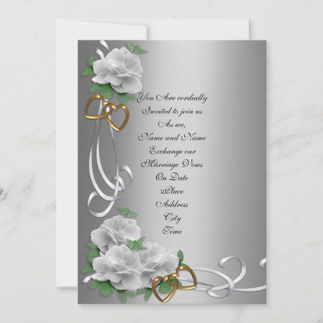 Wedding Invitation silver satin (Front)