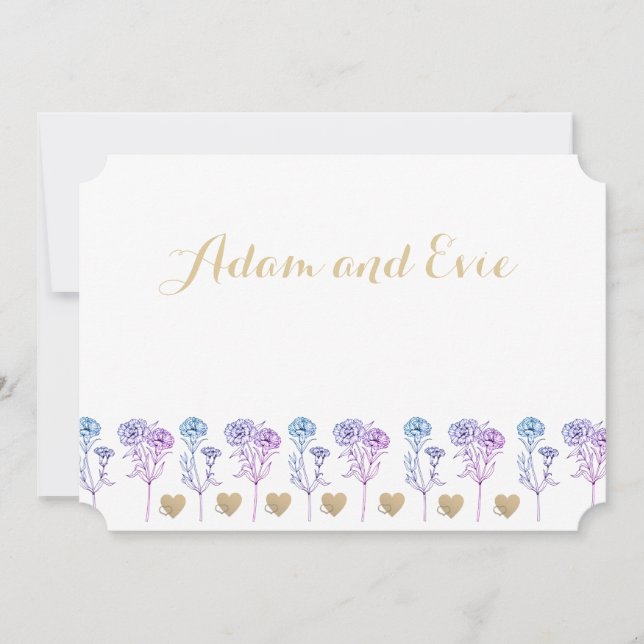 Wedding Invitation Simple and Elegant Carnations (Front)