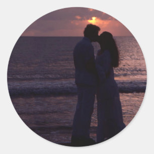 Wedding Invitation Simple Template Custom Photo Classic Round Sticker