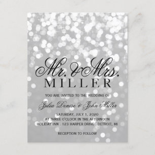 Wedding Invitation - Sparkling Couple Grey Silver
