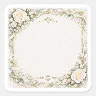 Wedding invitation square sticker