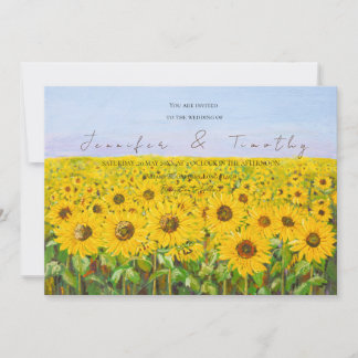 Wedding invitation sunflower field