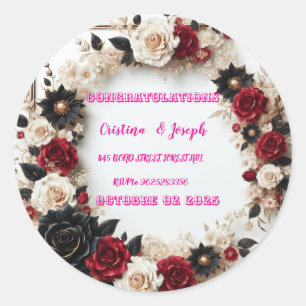 Wedding Invitation Template Classic Round Sticker