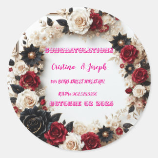 Wedding Invitation Template Classic Round Sticker