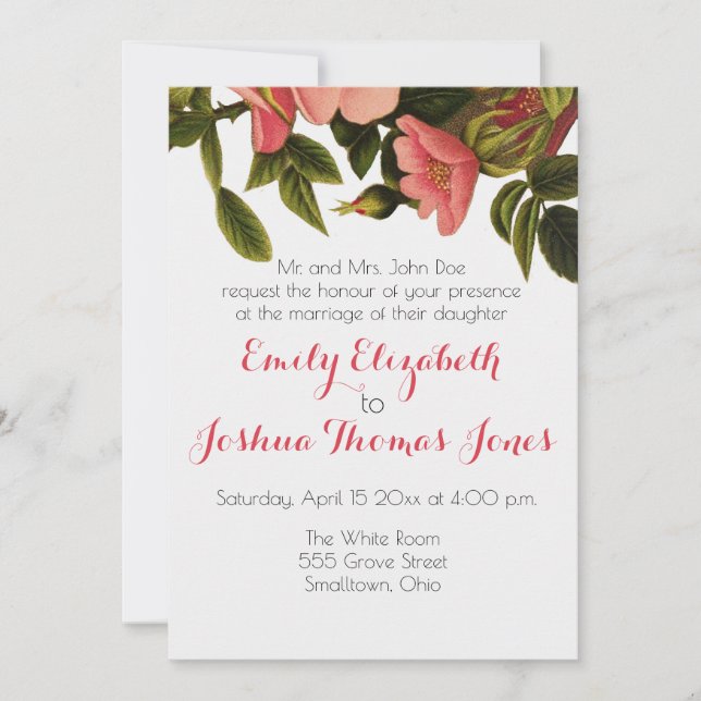 Wedding Invitation Template Pretty Flower Custom (Front)
