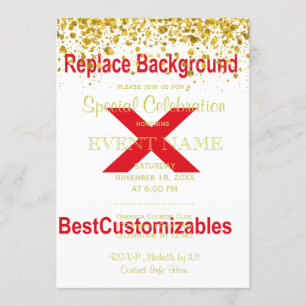 Wedding Invitation Template with Gold Confetti