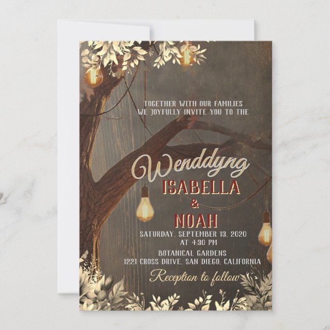 Wedding invitation template with vintage rustic oa (Front)