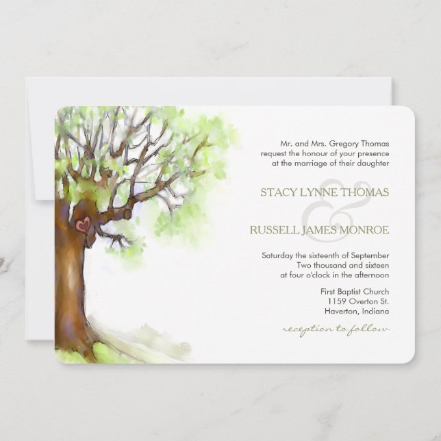 Wedding Invitation - The Love Tree (Back)