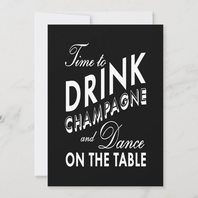 Wedding Invitation - Time to Drink Champagne (Front)