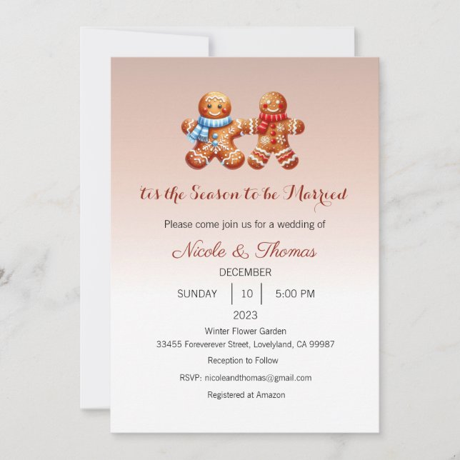 Wedding Invitation, 'Tis the Season to be Married Invitation (Front)