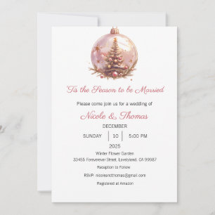 Wedding Invitation, 'Tis the Season to be Married Invitation
