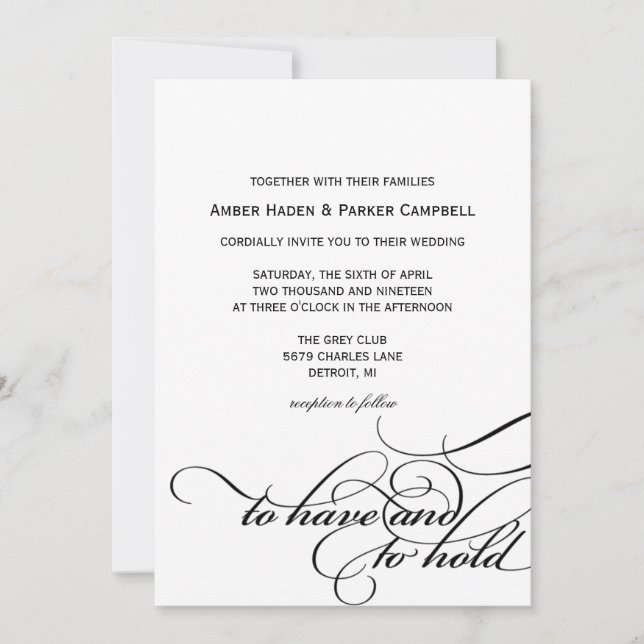 Wedding Invitation | To Have To Hold II (Front)