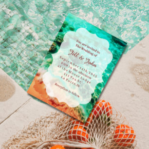 Wedding Invitation Tropical Beach Scalloped 