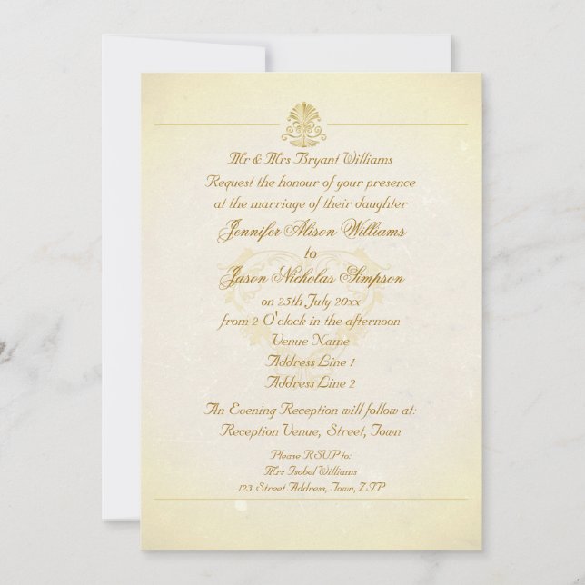 Wedding Invitation Vintage Parchment Paper Style (Front)