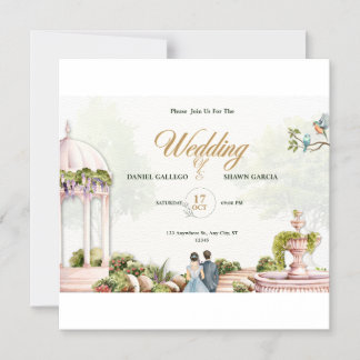 Wedding Invitation – Watercolor Garden Gazebo Desi