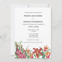 Wedding Invitation Watercolor Gladioli Lily Tulips