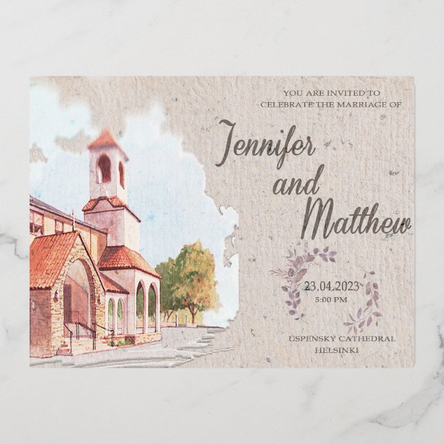 Wedding Invitation Watercolor Venue Painting (Front)