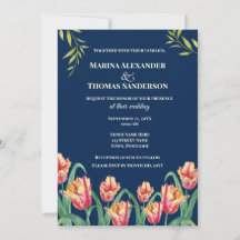 Wedding Invitation Watercolor Yellow Parrot Tulips