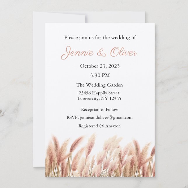 Wedding Invitation, Wedding Stationary, Bride  Invitation (Front)