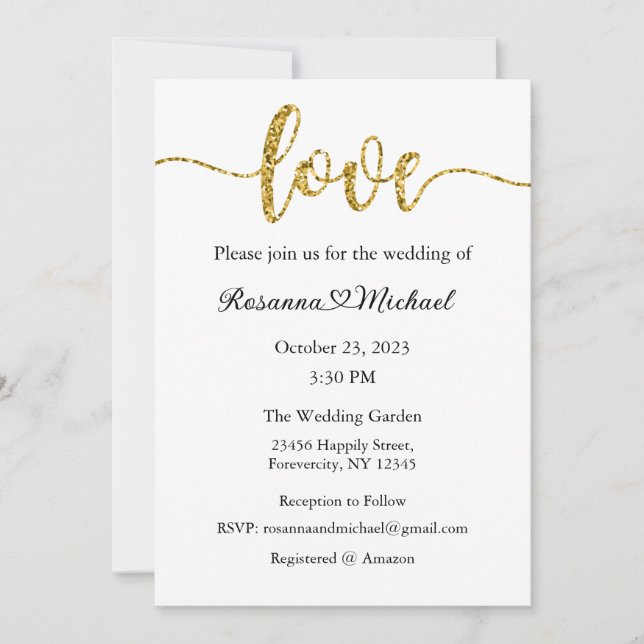 Wedding Invitation, Wedding Stationary, Heart  Invitation (Front)