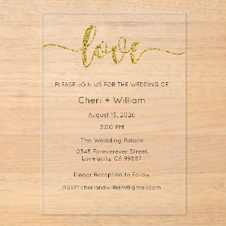 Wedding Invitation, Wedding Stationary, Love Acrylic Invitations