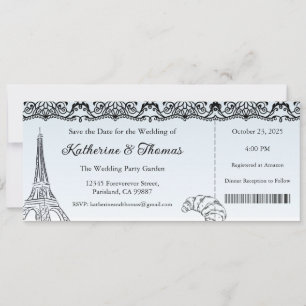 Wedding Invitation, Wedding Stationary, Paris  Invitation