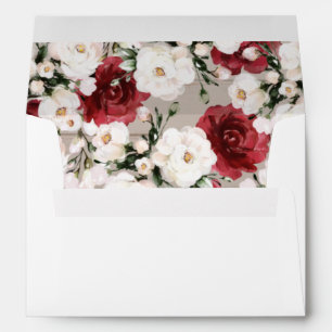 Wedding Invitation White Burgundy Floral Rustic En Envelope