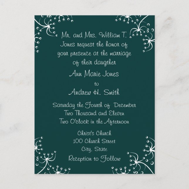 Wedding Invitation Wild Flower  Corners (Front)