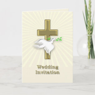 Wedding invitation with a golden cross