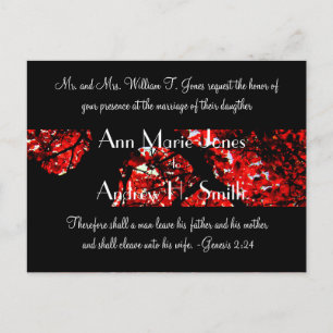 Wedding Invitation with Black With Red Leafed Tree Postcard