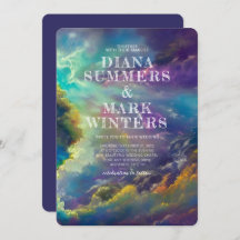 Wedding Invitation with fabulous purple clouds