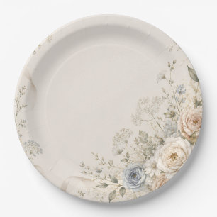 Wedding Invitation with Graceful Floral Details Paper Plate
