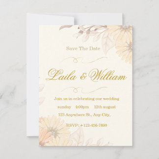 Wedding Invitation with Pastel Floral Design