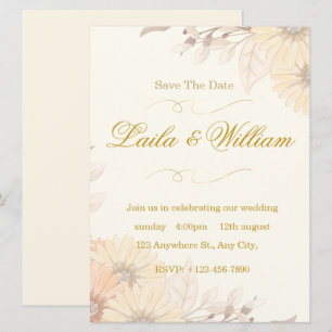  Wedding Invitation with Pastel Floral Design