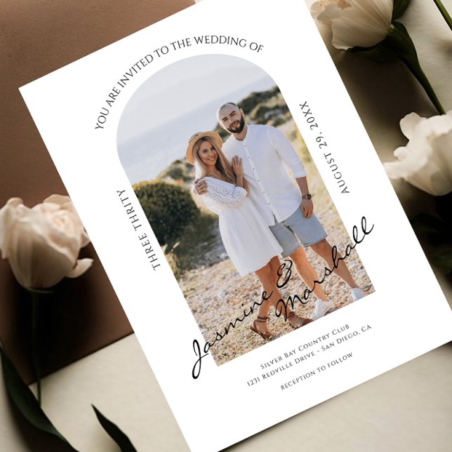 Wedding Invitation With Photo Template | Editable  (modern casual wedding invitation with photo and script text , fully editable )