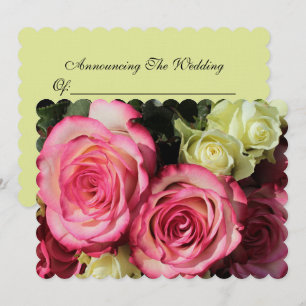 Wedding Invitation With Pink-Yellow Roses