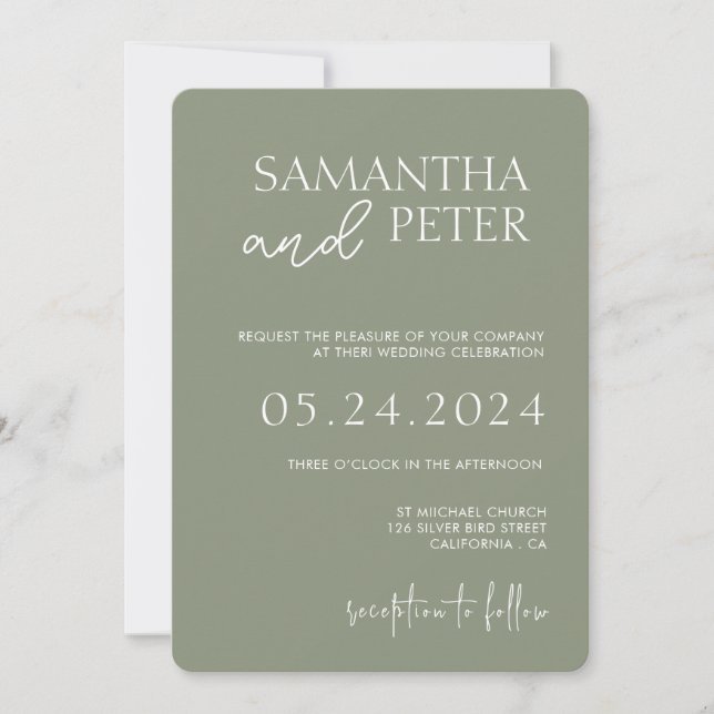 Wedding Invitation with QR Code, Minimal Wedding  (Front)