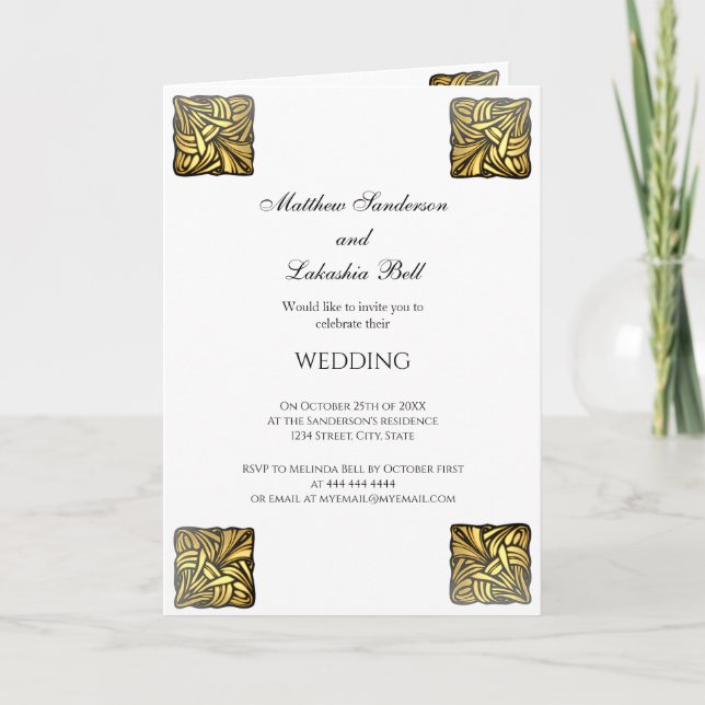 Wedding invitation with reception menu White (Front)
