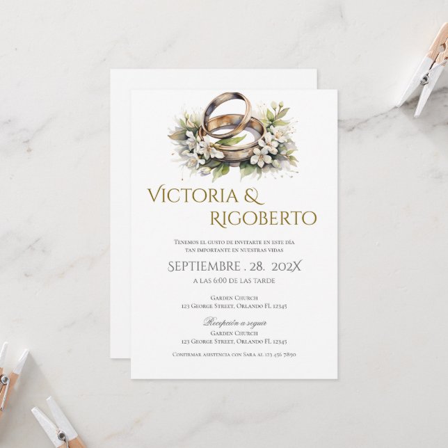 Wedding invitation with rings (Front/Back In Situ)