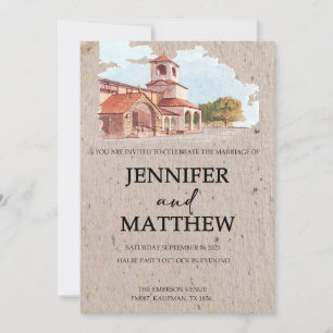 Wedding Invitation with Watercolor Venue Painting